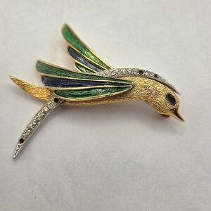 Vintage French Rhinestone Bird Brooch Pin by Carven Modele Depose #1183